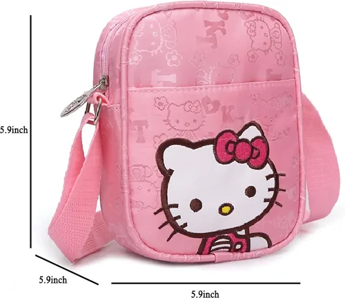 Vista 2 de Mini bolso rosa para niñas, lindos bolsos cruzados de lona