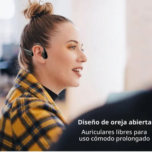 Vista 4 de SA04 - Auriculares deportivos inalámbricos Bluetooth ligeros de conducción ósea negra, con micrófonos, resistentes al sudor, impermeables