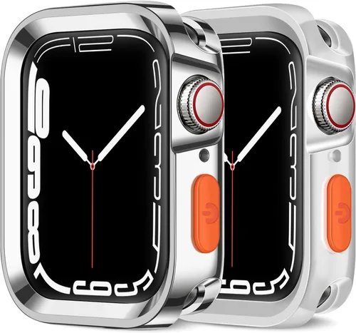 Vista 12 de Amizee 2 Pack Estuche Resistente Compatible con Apple Watch Serie 9/8/7 41mm SE 3/2/1 Serie 6/5/4 40mm, Funda Protectora Amortiguadora de TPU Blanda