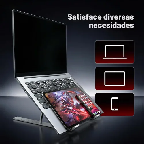 Vista 7 de FIREBAT Soporte para computadora portátil para escritorio, elevador ergonómico ajustable de 6 ángulos, portátil de aluminio plegable, soporte