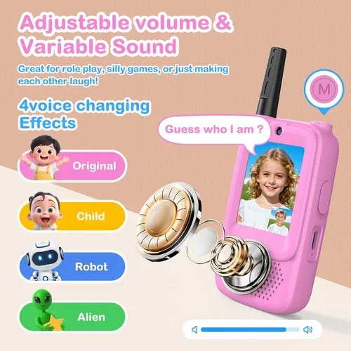 Vista 6 de Radioteléfonos de Vídeo para Niños, Juguetes de Radioteléfonos de Vídeo para Niños de 3 a 12 años, Niños y Niñas, Juego de 2 Radioteléfonos