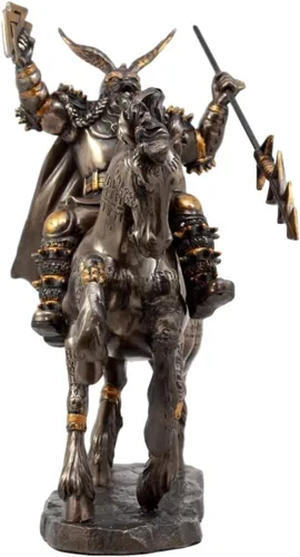 Vista 3 de Ebros Gift Dios vikingo nórdico grito de batalla Alfather Odin montando en Sleipnir to Hel Figurine 9" L Gods of Mythology Asgard Padre of Thor