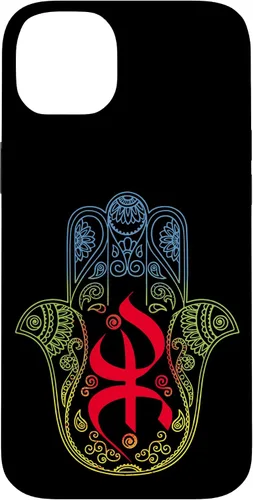Vista 15 de Funda para iPhone 13 Pro Max Khamsa Amazigh Berber con símbolo de Yaz con colores vibrantes de la bandera