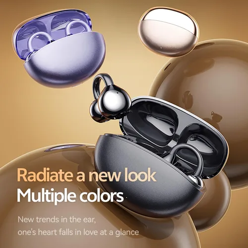 Vista 6 de Auriculares con clip, auriculares abiertos inalámbricos Bluetooth 5.4 con micrófono, auriculares con clip de oreja, mini auriculares para correr