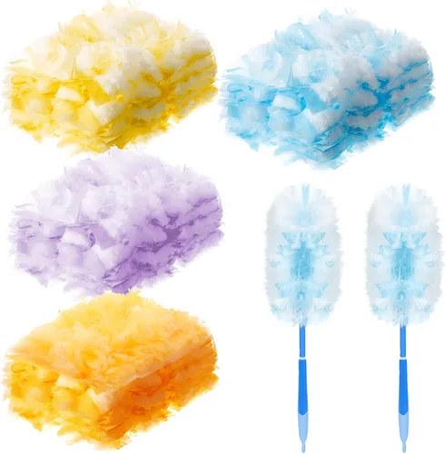 Vista 21 de Vesici 50 piezas de repuesto de plumero compatibles con Swiffer Dusters, repuesto desechable a granel grueso con 1 mango resistente para limpieza