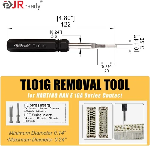 Vista 8 de JRready ST5227 KIT de Herramientas Extractoras Herramientas de Extracción de Contacto Sólido Remoción TE/AMP/HARTING Series D SUB Series HAN