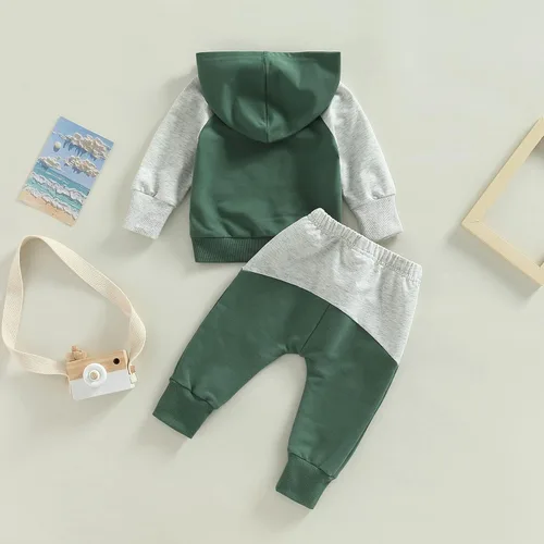 Vista 6 de Endorothii Conjunto de sudadera con capucha y pantalones de manga larga para bebé niño y niño, 2 piezas, ropa de otoño