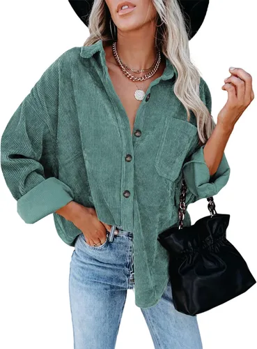 Vista 25 de ZOLUCKY Chaqueta de manga larga con botones para mujer, talla grande, blusas