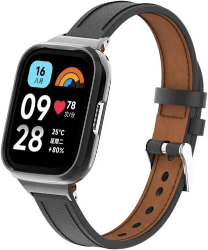 Vista 2 de Compatible con Xiaomi Redmi Watch 3 Active Bands, correa de repuesto de cuero para pulsera con marco de metal para Redmi Watch 3 Active