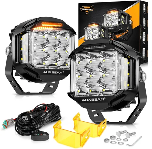 Vista 9 de Auxbeam Luces LED redondas+cuadradas de 5 pulgadas para todo terreno