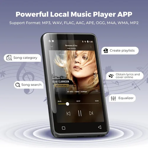 Vista 3 de Innioasis Reproductor MP3 de 32 GB para niños con Bluetooth, WiFi y pantalla táctil de 4 pulgadas, reproductor MP4 Android precargado con Spotify