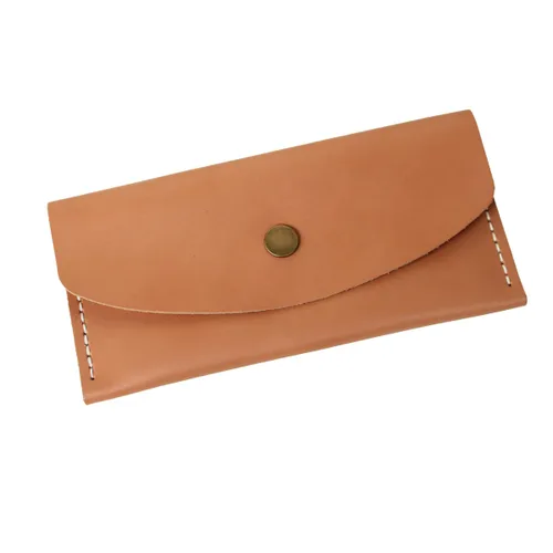 Vista 3 de Handmade Leather Multi-function Envelope Mobile Phone Card Holder Long Simple Wallet Cash(apricot)