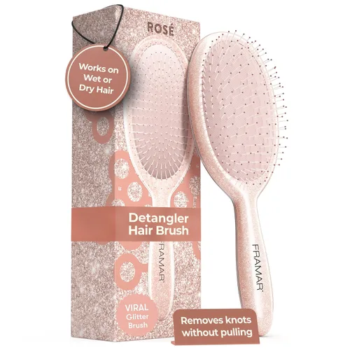 Vista 22 de Framar Cepillo desenredante para cabello rizado – Cepillos para el cabello para mujeres, desenredante húmedo, cepillo para cabello húmedo