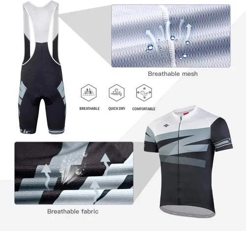 Vista 2 de Santic Men's Cycling Jersey Set Bib Shorts 4D Padded Short Sleeve Outfits Set Quick-dry