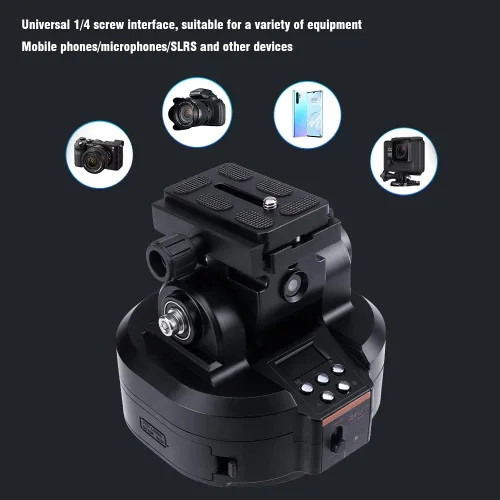 Vista 21 de YT-1000 Cabezal panorámico con control remoto, cabezal panorámico giratorio motorizado automático para teléfonos inteligentes/cámaras réflex