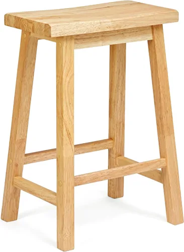 Vista 11 de PJ Wood Taburete de cocina con asiento de silla de montar de 24 pulgadas con placa de pie - negro