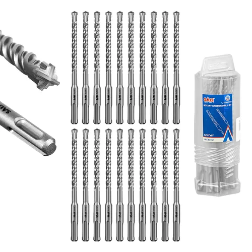 Vista 54 de SALI 10 brocas de martillo giratorio SDS Plus de 1/2 x 6 pulgadas, kit de broca para hormigón, material de carburo de doble rosca de tipo cruzado
