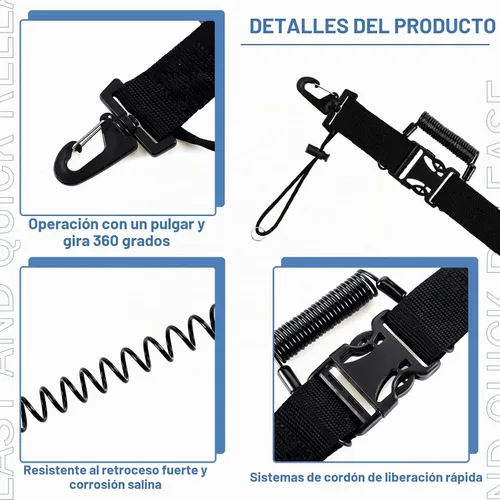 Vista 4 de 4 piezas de clip de pescado, cordón de pesca resistente, hebilla de bloqueo de pescado de liberación rápida, cordón de núcleo de acero inoxidable
