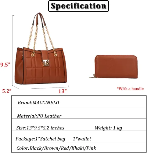 Vista 3 de Juego de bolsos de moda para mujer, de cuero, acolchado, para el trabajo, regalo