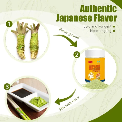Vista 3 de Besway Wasabi Chino en Polvo 6 oz (170 g) para Sushi y Sashimi