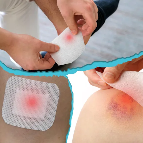 Vista 6 de Nuanchu Rollo de cubierta no tejida de 4 rollos de cinta elástica no tejida, vendajes adhesivos no tejidos, cinta de vendaje transpirable, vendajes