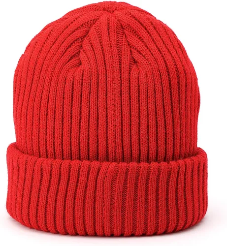 Vista 3 de Tommy Hilfiger Sombrero de puño acanalado para mujer, Rojo primario