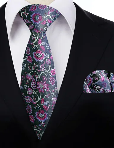 Vista 118 de Alizeal Mens 3.15inches Leaf Flower Pattern Tie with Floral Pocket Square Set