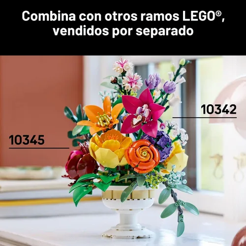 Vista 6 de LEGO Botanicals Flower Arrangement Artificial Flowers Building Set - Decor for Table Display - Gift for Birthdays - Unique Bouquet for Adults, Ages