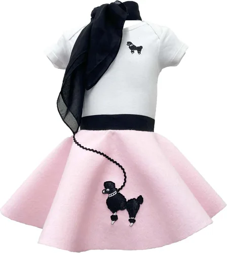 Vista 7 de Hip Hop 50's Shop Disfraz de falda de caniche de 3 piezas para bebé de los Rosa encendido