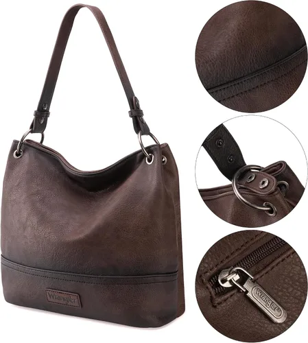 Vista 52 de Wrangler Hobo - Bolsas para mujer de cuero vegano con asa superior, bolsos de hombro y bolsos
