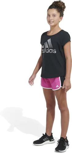 Vista 4 de adidas Pantalones cortos Pacer tejidos con cintura elástica grande para niña