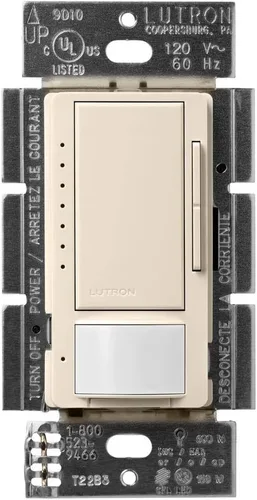 Vista 15 de Lutron Maestro Interruptor regulador con sensor de movimiento para baño, garaje, lavandería y armario, sensor de ocupación y ausencia