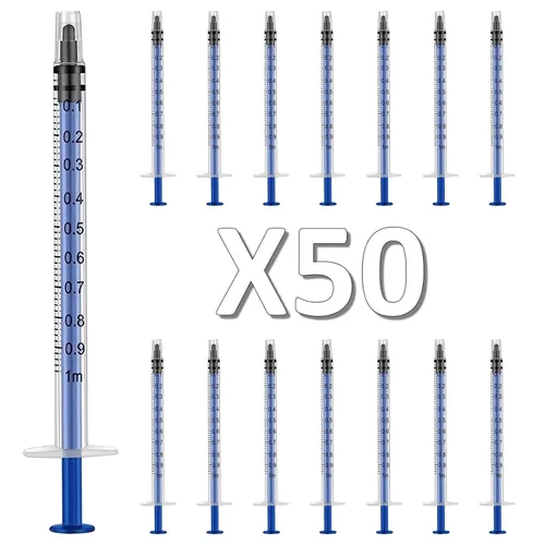 Vista 9 de Paquete de 100 jeringas Luer Lock de 1 ml con agujas de 23Ga (1 pulgada), jeringas y agujas desechables de plástico en embalaje individual