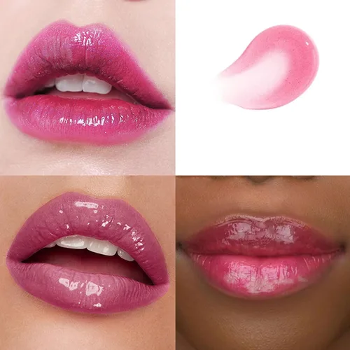 Vista 5 de Brillo labial que cambia de color, aceite labial teñido de pH verde a rosa, efecto de cambio de color, acabado brillante, bálsamo de brillo