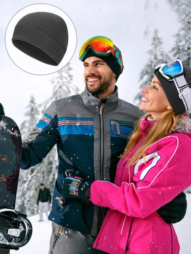Vista 4 de 4 gorras de calavera para hombre, gorro de forro polar suave, grueso, resistente al viento, para exteriores, para mujer