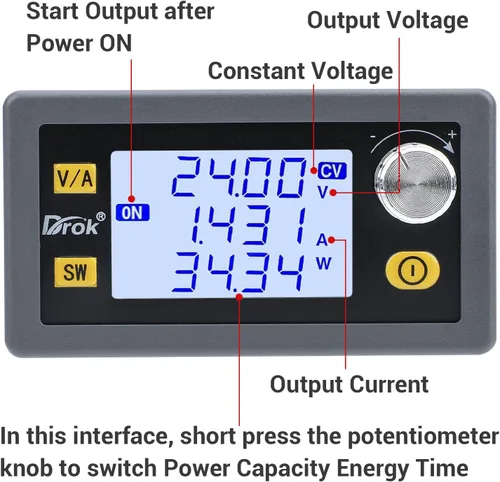 Vista 2 de DROK Buck Boost Convertidor, DC 5.0-30V a 0.6-30V 4A 35W Regulador de voltaje ajustable Pantalla LCD 6V 9V 12V 24V módulo de fuente de alimentación