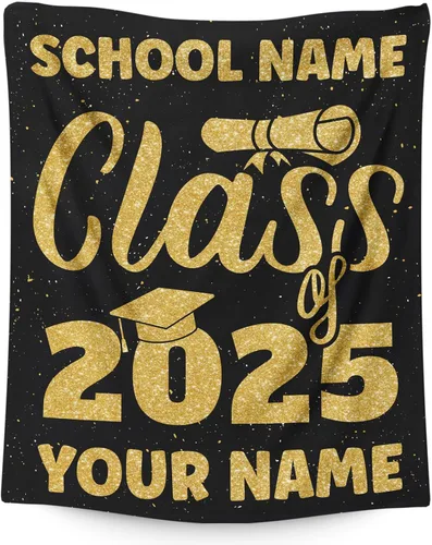 Vista 11 de Mantas personalizadas para clase de 2024 con nombre, manta de forro polar de 30 x 40 pulgadas para niños, regalos de graduación suaves y acogedores
