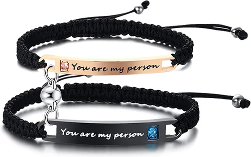 Vista 17 de MEALGUET Pulsera personalizada para pareja, juego de pulseras personalizadas para parejas, pulsera de atracción mutua, nombre personalizado, pulsera