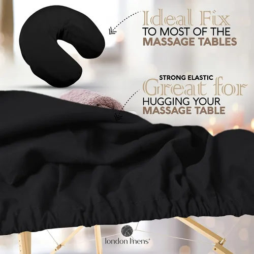 Vista 4 de London Linens Juego de sábanas de microfibra suave para mesa de masaje de 3 piezas, incluye funda para mesa de masaje, sábana bajera ajustable