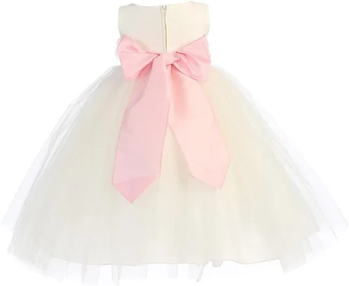 Vista 4 de Lito - Vestido de niña de flores de poliéster y falda de tul para niña