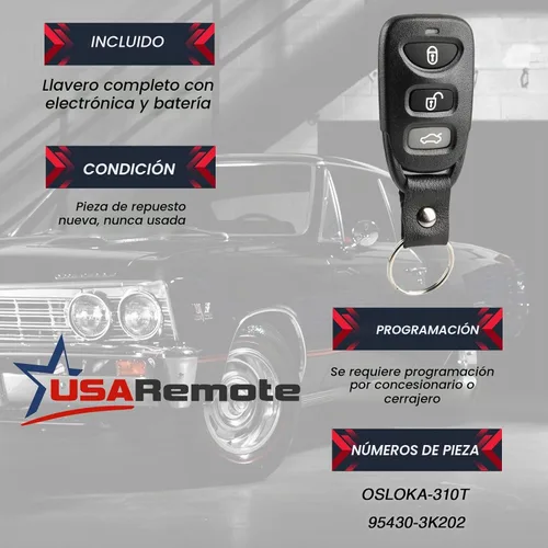 Vista 3 de Control remoto de entrada sin llave para Hyundai Sonata 2011-2015 (OSLOKA-950T)