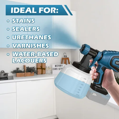 Vista 2 de Pulverizador de pintura inalámbrico para Dewalt 20 V MAX batería pistola de pintura eléctrica con contenedor de alta capacidad, fácil de limpiar