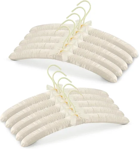 Vista 10 de JS Hanger Percha acolchada para suéteres, perchas extra grandes de 17 pulgadas con cubierta de satén, sin protuberancias de hombro para ropa