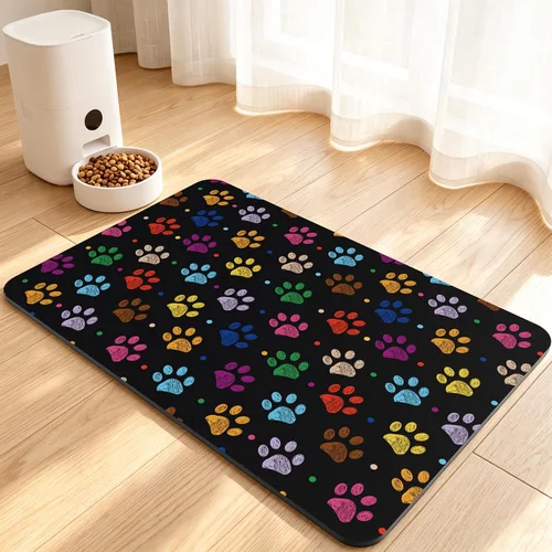 Vista 11 de Tapete de comida para perros, tapete absorbente para alimentación Patas de perro beige