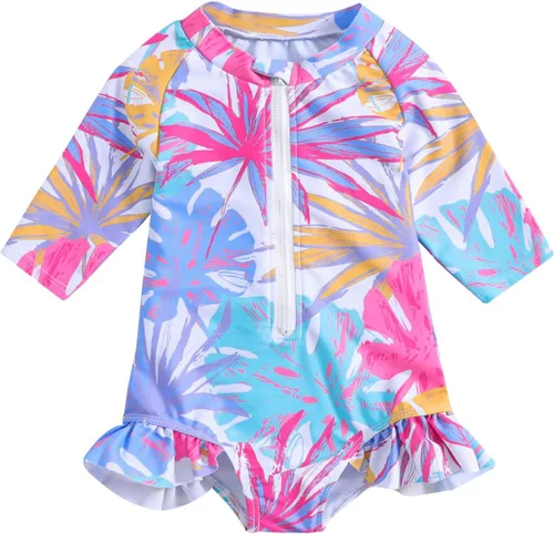 Vista 36 de MERSARIPHY Traje de baño de una pieza para niña pequeña, traje de baño de manga larga, traje de baño para niñas