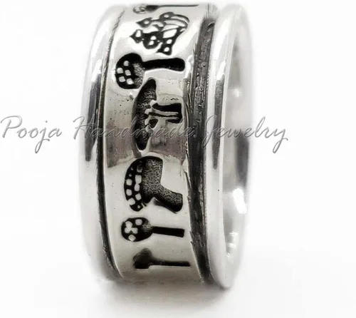 Vista 2 de Personalized Mushroom Spinner Ring, 925 Sterling Silver Handmade Forest Jewelry, Engraved Fidget Ring for Women, Worry Ring, Valentine’s Day Gift