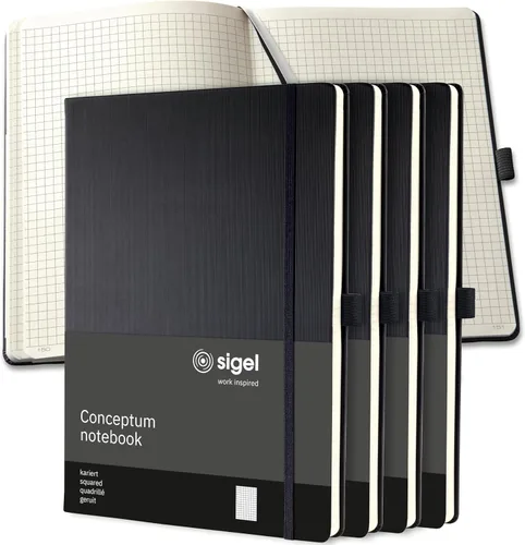 Vista 17 de Sigel CO116 Notebook CONCEPTUM®, negro, Tapa dura, forrado, tamaño A4+, con numerosas características