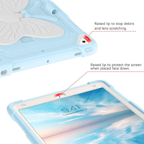 Vista 5 de YINLAI Funda para iPad de 9ª, 8ª y 7ª generación de 10.2 pulgadas, iPad Air de 3ª generación con soporte para lápiz y soporte para lápices