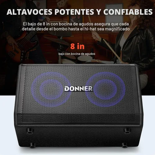 Vista 4 de Donner Amplificador de Batería Electrónica AMP, Amplificador de Batería Electrónica Inalámbrico Profesional de 80 Vatios DDA-80