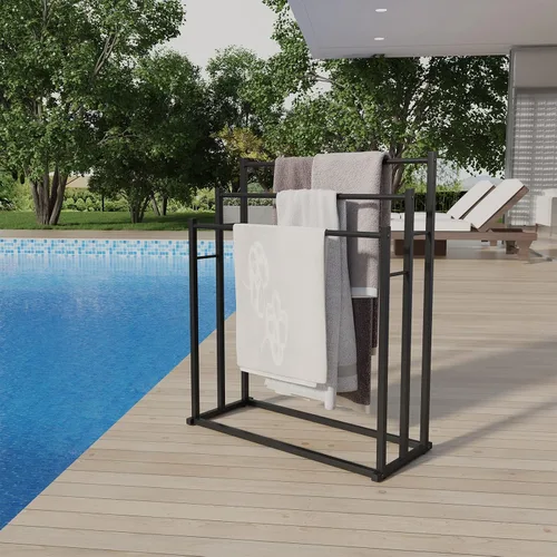 Vista 11 de Honiter Toalleros para Baño, 2 Niveles Toallero Más Ancho para Secar Toallas al Aire Libre, Toallero Independiente, Soporte para Toallas de Piscina